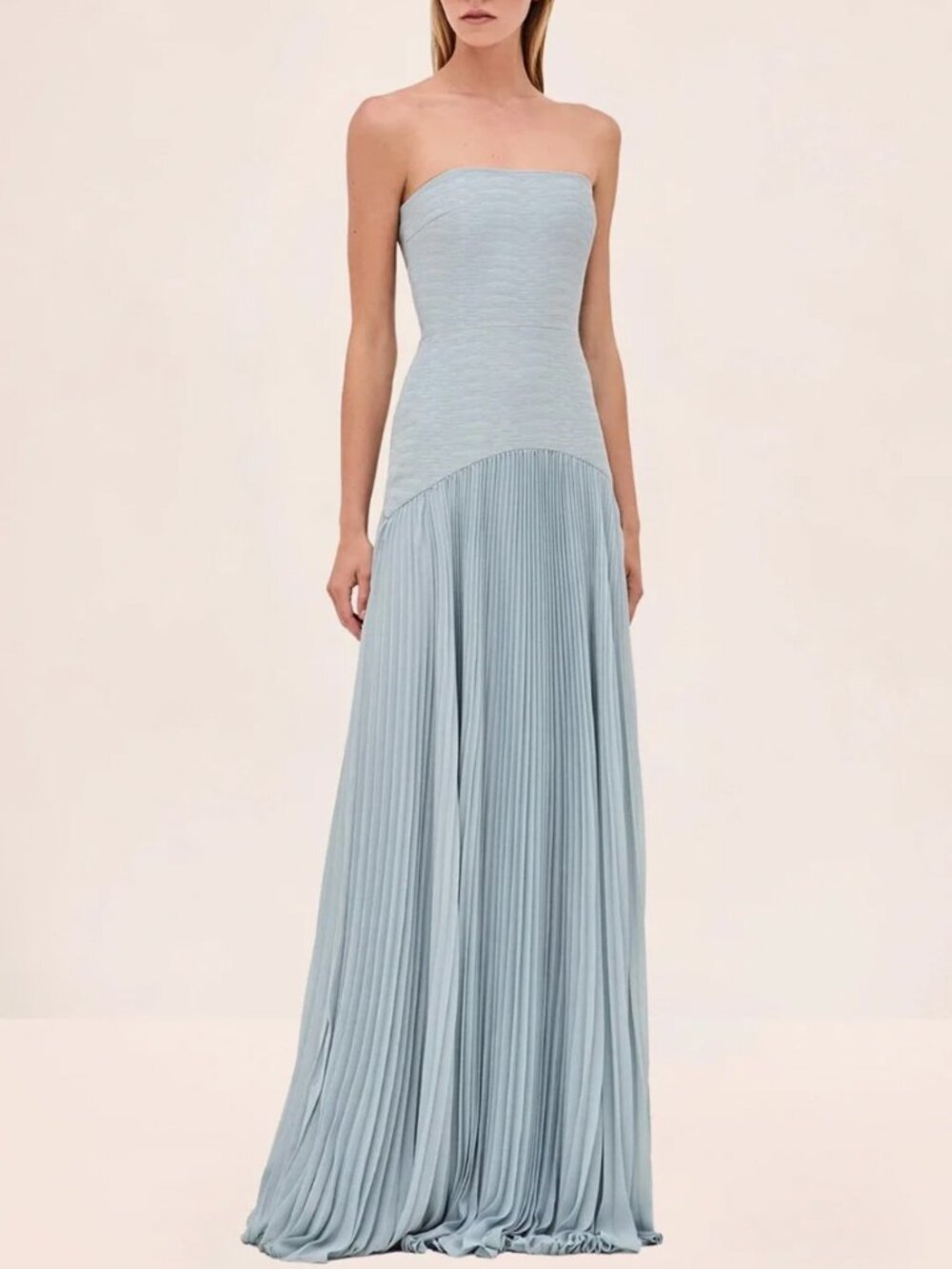 BEST Alexis Sunniva Maxi Dress Gown - Blue Pleated Party Cocktail Wedding - Picture 5 of 10